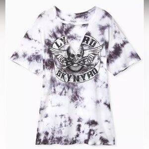 Torrid Lynyrd Skynyrd Tie-Dye Choker Tee Black and White Size 3
